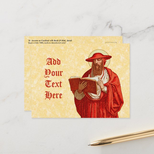 St. Jerome als Kardinal (P 004) Postkarte (Vorderseite/Rückseite Beispiel)