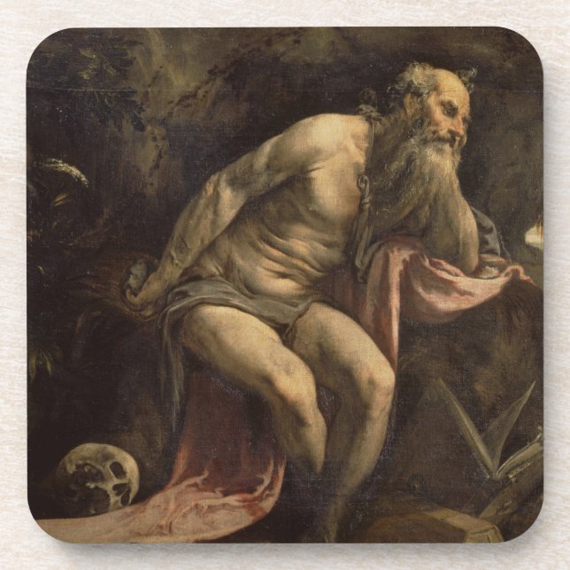 St Jerome, frühe 1560s (Öl auf Leinwand) Getränkeuntersetzer (Vorderseite)