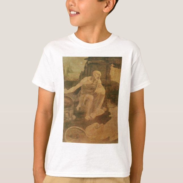 St Jerome in der Wildnis durch Leonardo da Vinci T-Shirt (Vorderseite)
