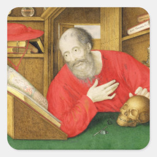 St. Jerome in his Study, 1650 (bodycolour and w/c Quadratischer Aufkleber