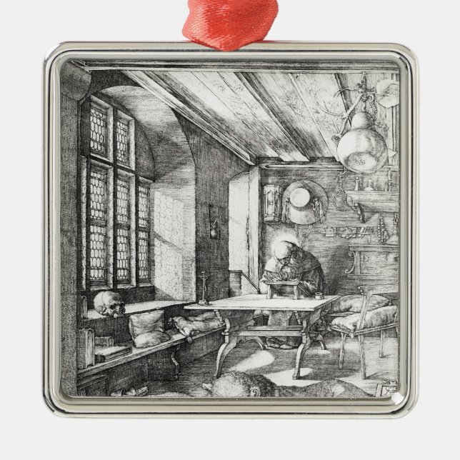 St Jerome in seiner Studie, 1514 Silbernes Ornament (Vorne)