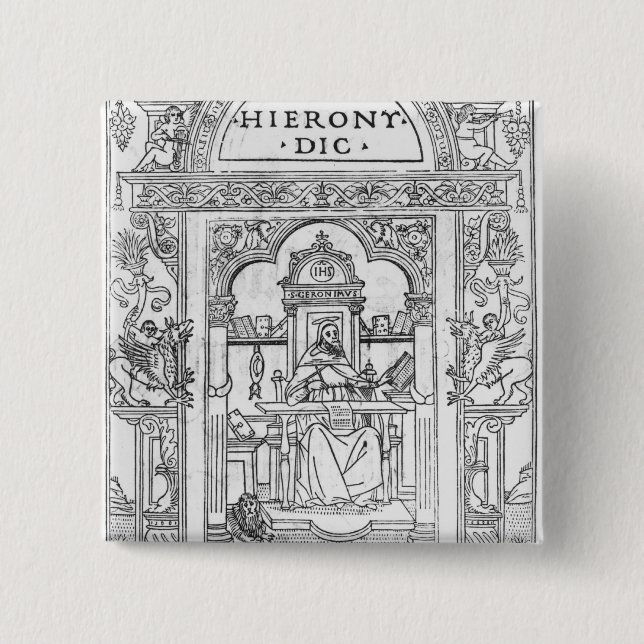 St Jerome in seiner Studie Button (Vorderseite)