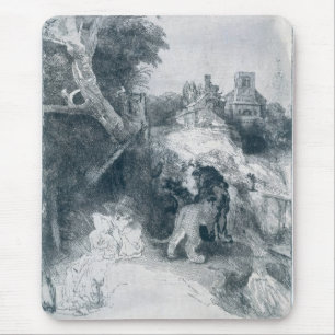 St. Jerome Reading in einer italienischen Landscha Mousepad