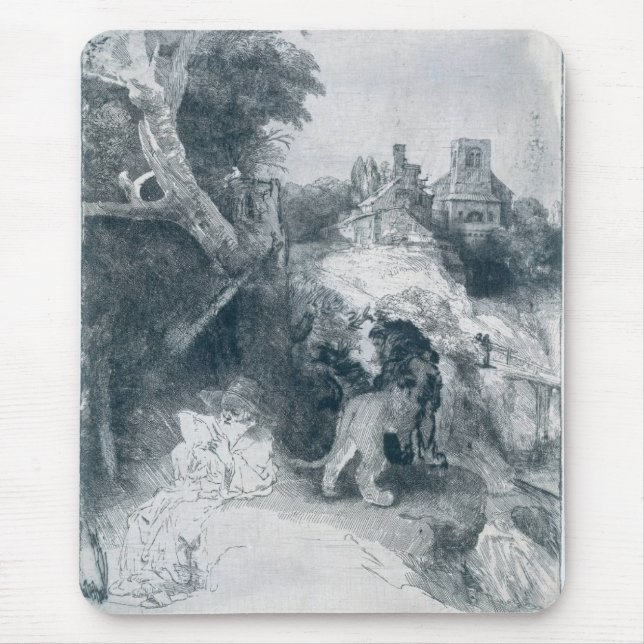 St. Jerome Reading in einer italienischen Landscha Mousepad (Vorne)