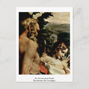 St. Jerome und Angel von Antonio Da Correggio Postkarte