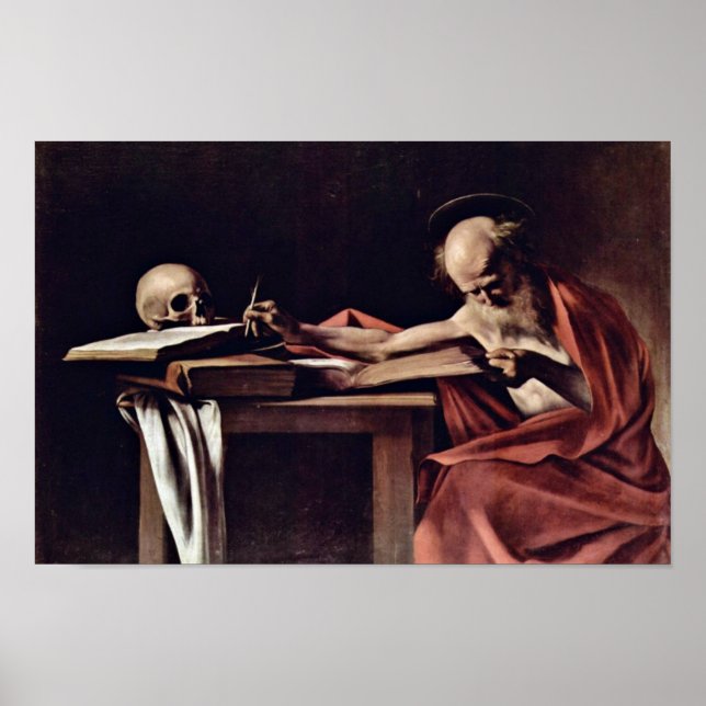 St. Jerome Writing by Michelangelo Merisi Da Carav Poster (Vorne)