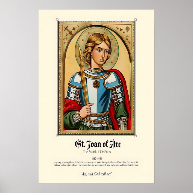 St. Joan of Arc Art Print Medieval Christian Poster (Vorne)