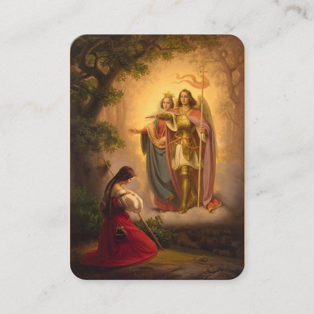 St. Joan of Arc Michael Catherine Holy Card Visitenkarte (Vorderseite)