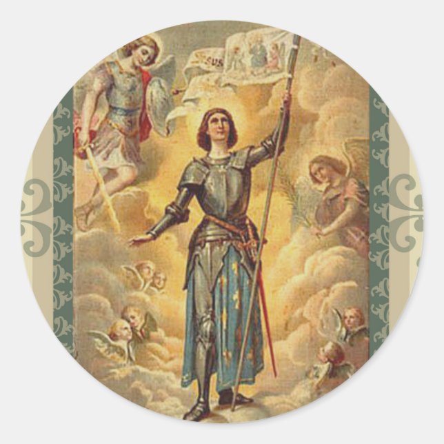 St. Joan of Arc St. Michael Angels Soldier Runder Aufkleber (Vorderseite)