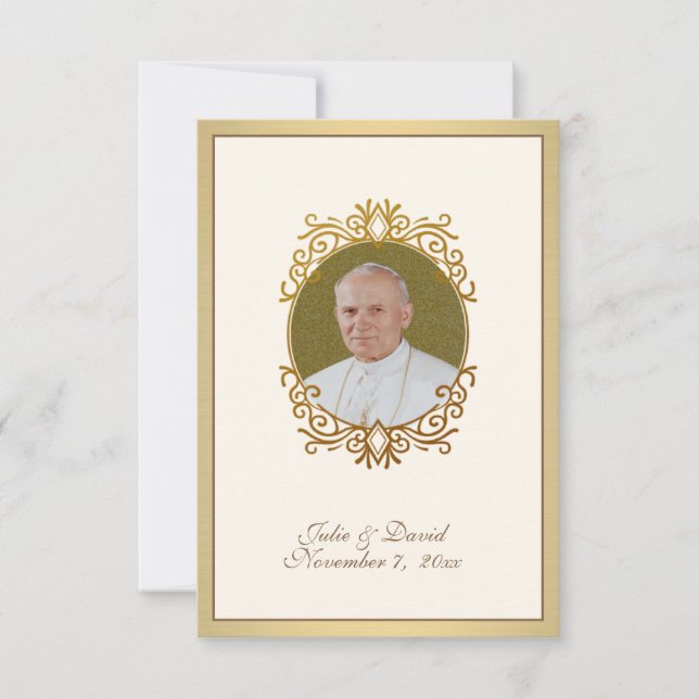 St. Johannes Paul II Gastgeschenk Hochzeit Mitteilungskarte (Vorderseite)