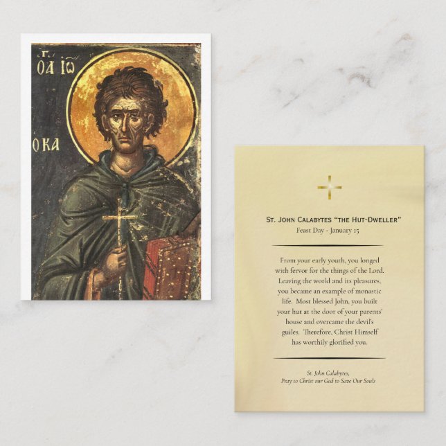 St. John Calabytes Orthodox Christian Prayer Card  Platzkarte (Vorne/Hinten)