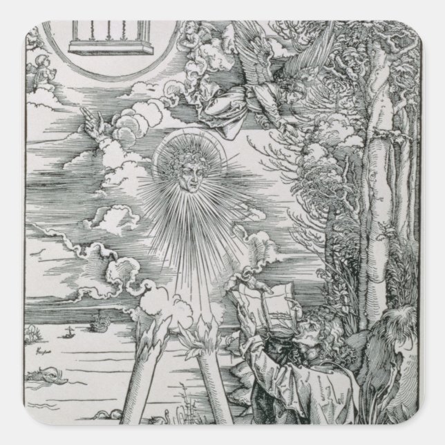 St. John Devouring the Book Quadratischer Aufkleber (Vorderseite)
