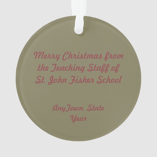 St. John Fisher (SAU 025) Circular Acronylic Ornament (Rückseite)