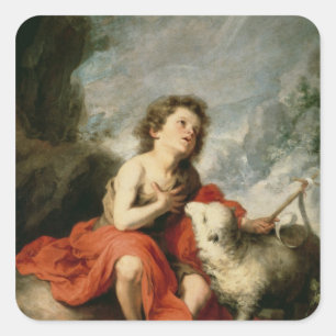 St. John the Baptist as a Child, c.1665 Quadratischer Aufkleber