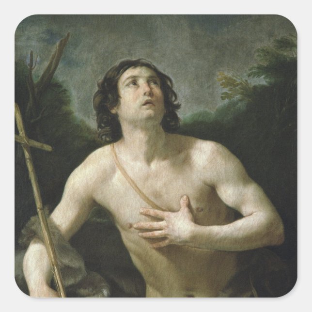 St. John the Baptist, c.1635-40 Quadratischer Aufkleber (Vorderseite)