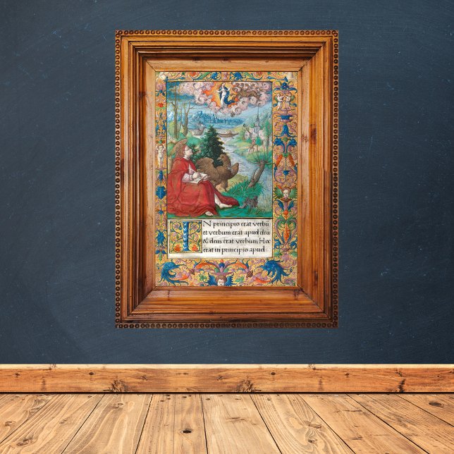 St John the Evangelist - mittelalterliches Manuskr Poster (Saint John the Evangelist Medieval Manuscript Catholic Christian Wall Art)