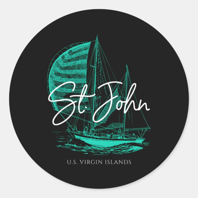 St John Us Jungfrau Islands Sailboat Runder Aufkleber (Vorderseite)