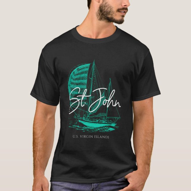 St John Us Jungfrau Islands Sailboat T-Shirt (Vorderseite)