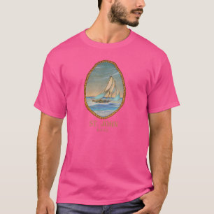 St John Usvi Vintag Retro Sailboat Urlaub T-Shirt
