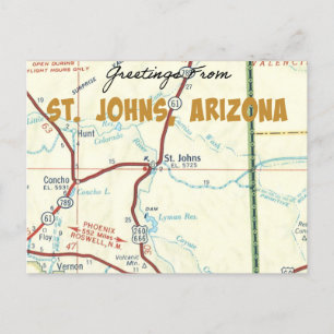 St. Johns Arizona Vintage Karte