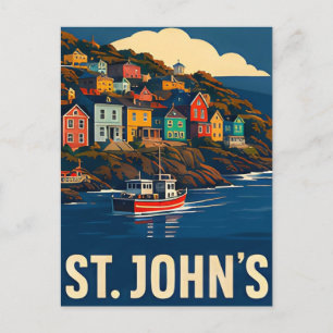 🐟 ST. JOHN'S — Bunte Küstenhügel & Fischerei B Postkarte