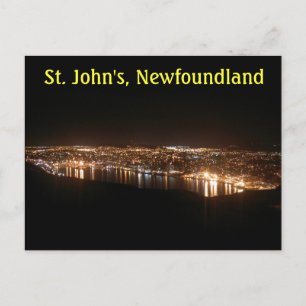 St. John's Cityscape at Night Postkarte
