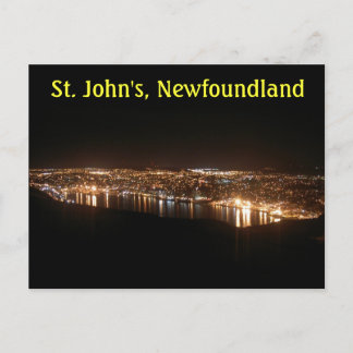 St. John's Cityscape at Night Postkarte