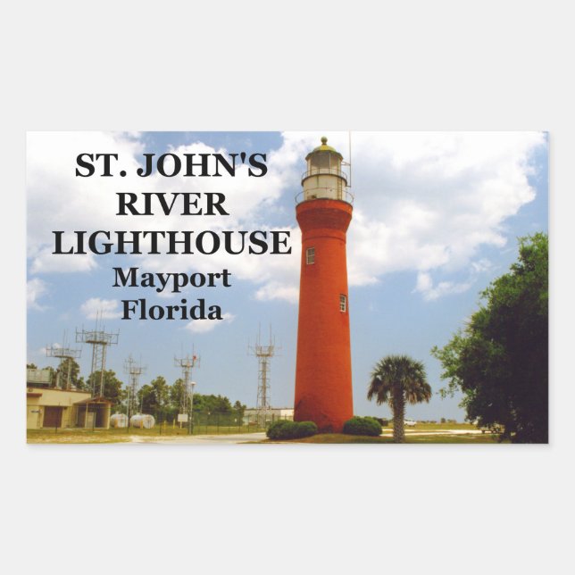 St John's River Lighthouse, Mayport Florida Rechteckiger Aufkleber (Vorderseite)
