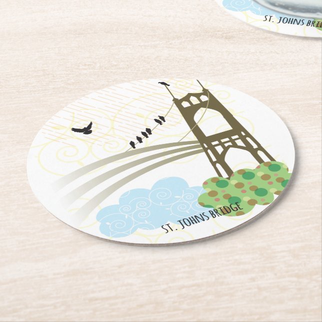 St- Johnsbrücken-Portland-Untersetzer Runder Pappuntersetzer (Angewinkelt)