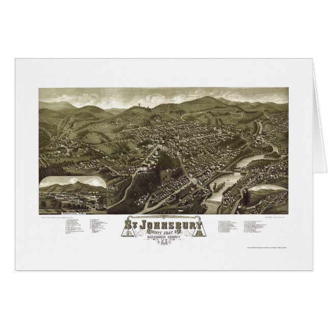 St. Johnsbury, panoramische Karte VT - 1884 (Vorderseite (Horizontal))