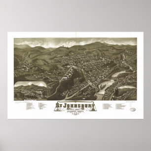 St Johnsbury Vermont 1884 Antique Panoramabalkarte Poster