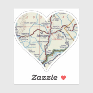 St. Johnsbury VT Retro Karte Aufkleber