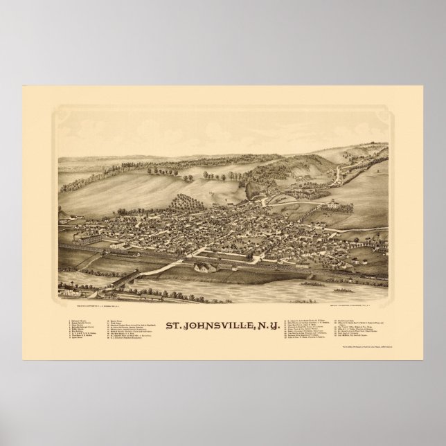 St. Johnsville, NY Panoramic Map - 1890 Poster (Vorne)