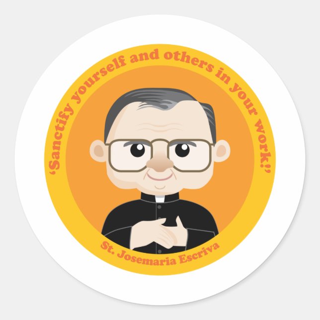 St. Josemaria Escriva Runder Aufkleber (Vorderseite)