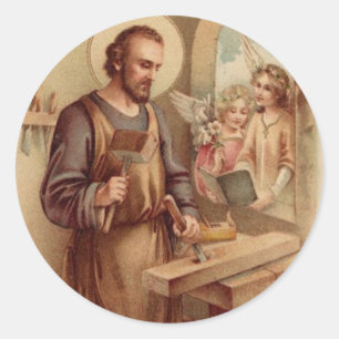 St. Joseph Arbeit katholischer Heiliger religiös v Runder Aufkleber