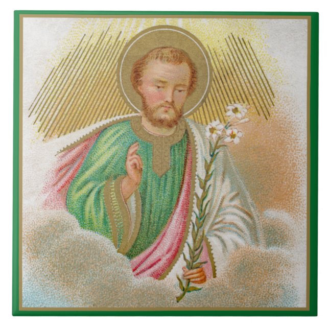 St. Joseph aus einer "Pilgerkarte" (Detail; B 01) Fliese (Vorderseite)