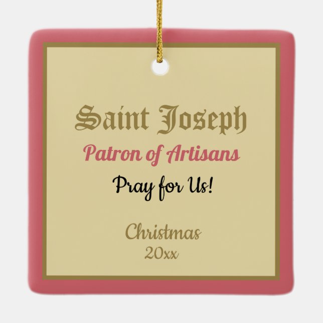 St. Joseph aus einer "Pilgerkarte" (Detail; B 01) Keramikornament (Rückseite)