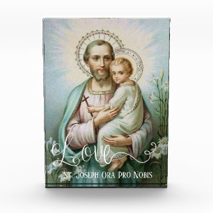 St. Joseph Baby Jesus Father Script Overlay Fotoblock