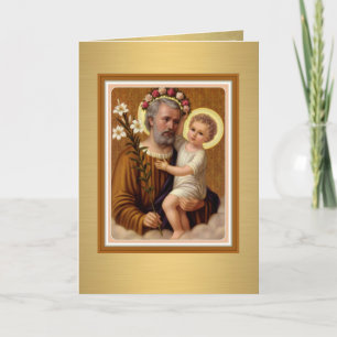 St Joseph Baby Jesus katholisch religiös vintage Karte