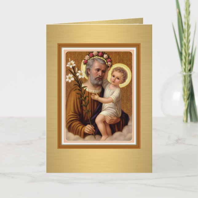 St Joseph Baby Jesus katholische religiöse Vintag Karte (Vorderseite)
