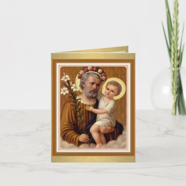 St Joseph Baby Jesus katholische religiöse Vintag Karte (Vorderseite)