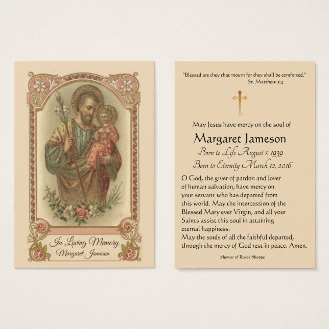 St.-Joseph-Beerdigungskarte - (Vorne & Hinten)
