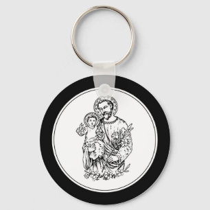 St. Joseph bete für uns Schwarz, Weiß, Katholisch Schlüsselanhänger