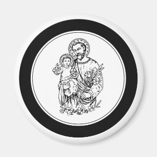 St. Joseph betet für uns Schwarz, Weiß, Katholik Magnet