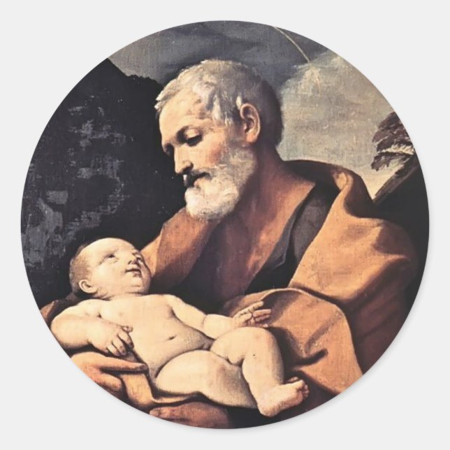 St Joseph by Guido Reni Runder Aufkleber (Vorderseite)