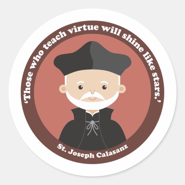 St. Joseph Calasanz Runder Aufkleber (Vorderseite)