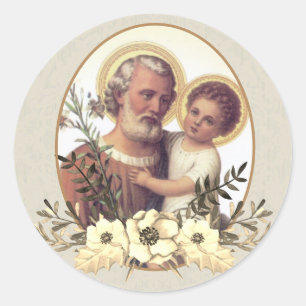 St. Joseph Child Jesus Erntedank Bloral Runder Aufkleber