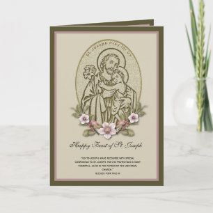 St. Joseph Child Jesus Festtag Floral Karte
