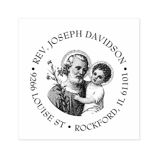 ST. JOSEPH CHILD JESUS RELIGIOUS ADRESSE GUMMISTEMPEL (Prägung)