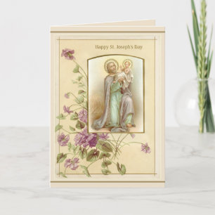 St. Joseph Day Child Jesus Religious Vintag Karte